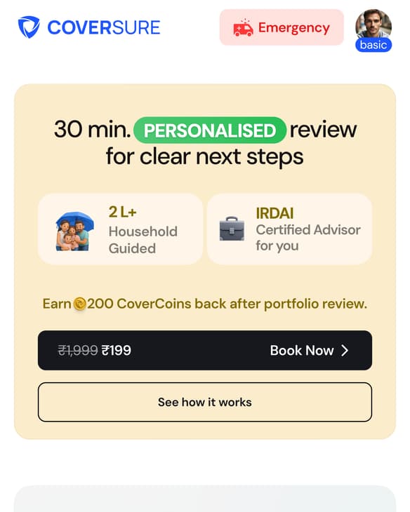 The app's offer of a 30-minute personalised portfolio review, bookable for ₹199