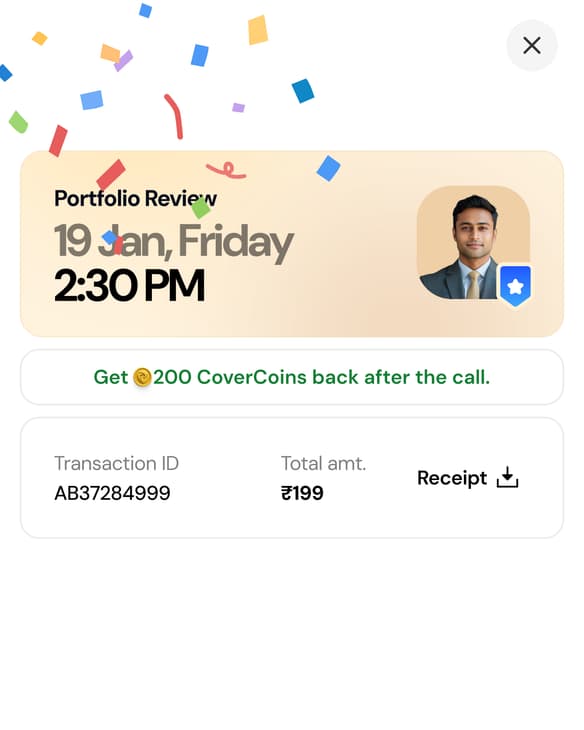 A booked portfolio review call on 19 Jan, Friday at 2:30 PM